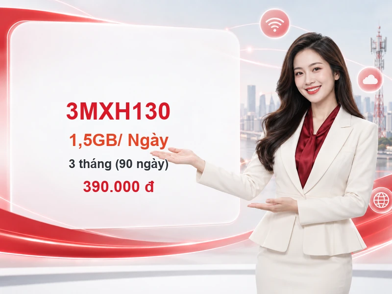 3MXH130 Viettel ưu đãi 1,5GB trong 3 tháng